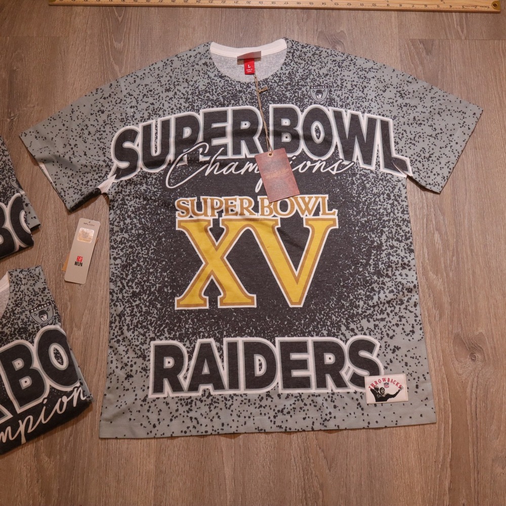 Mitchell Ness Raiders Super Bowl XV‎ Champions T Shirt Gray Mens Large